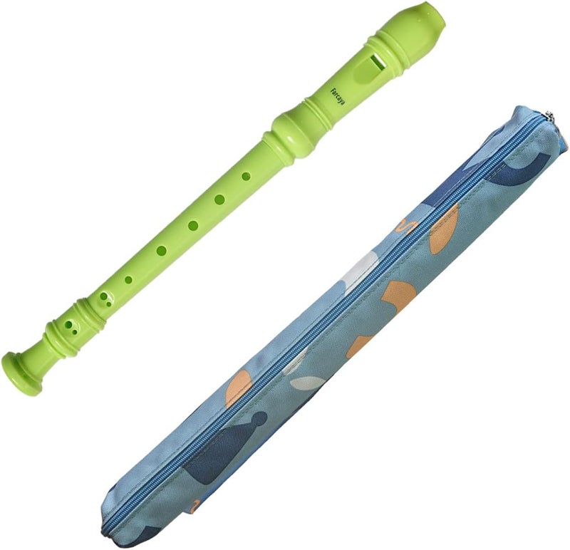 Farcaya Soprano Recorder Instrument for Beginners German Style C Key 8 Hole Descant Music with Clean Rod Storage Case (Green) - Image 1